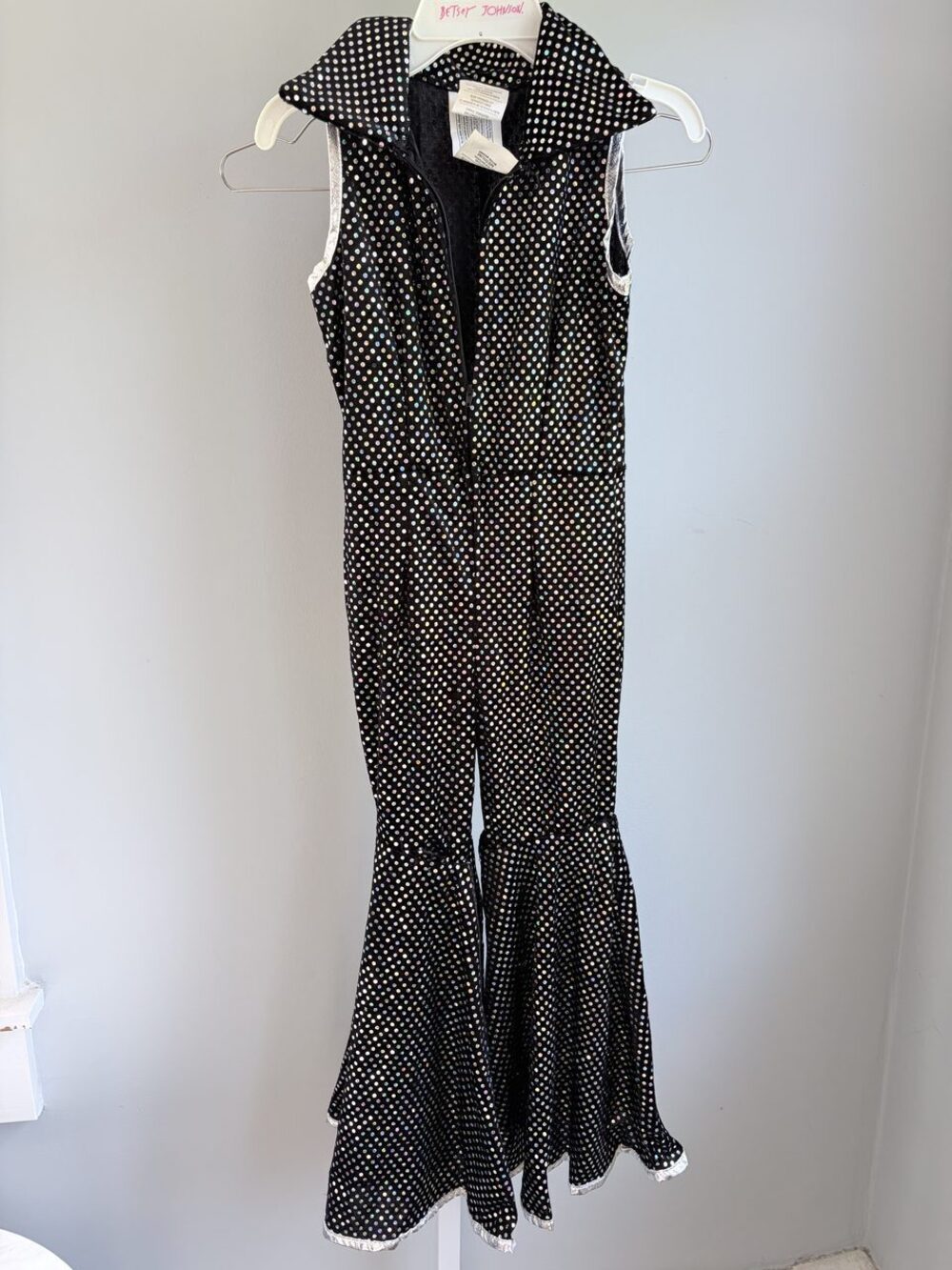 Forum Novelties Black Iridescent Sequin Dot Flared Jumpsuit